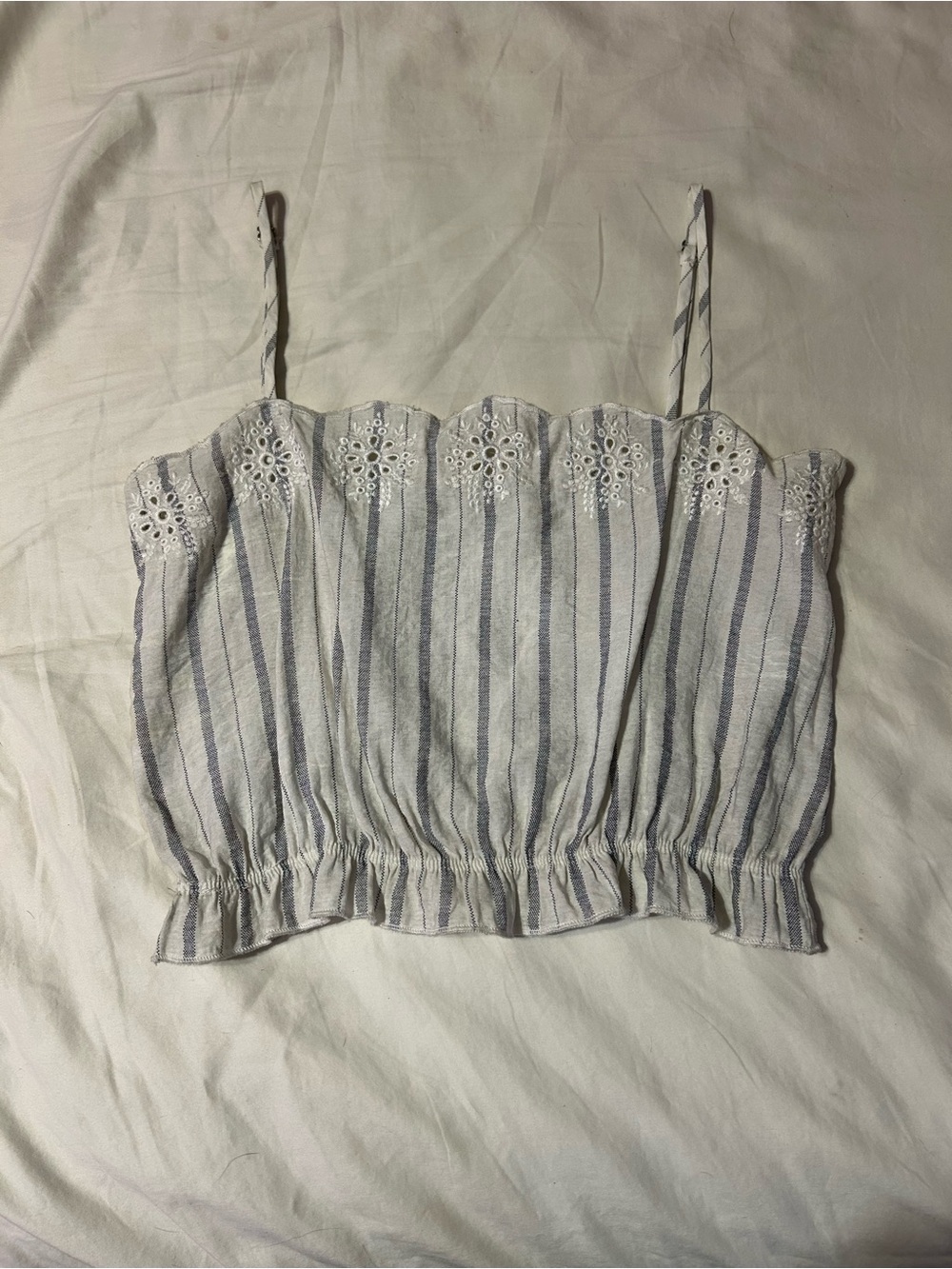 white & blue striped top